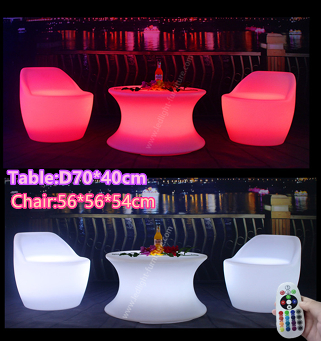 Загоренный тип журнальный стол мебели СИД установленный с перезаряжаемые светом РГБ