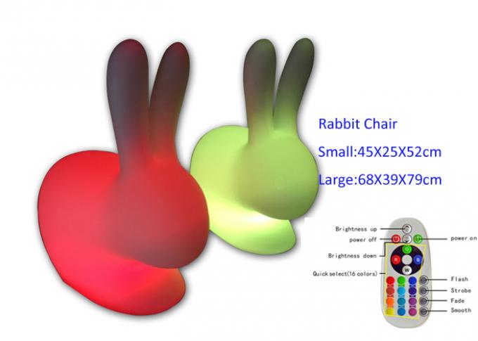 Стул кролика мебели зарева детей приведенный игрой с красочным светом, пластиковым материалом